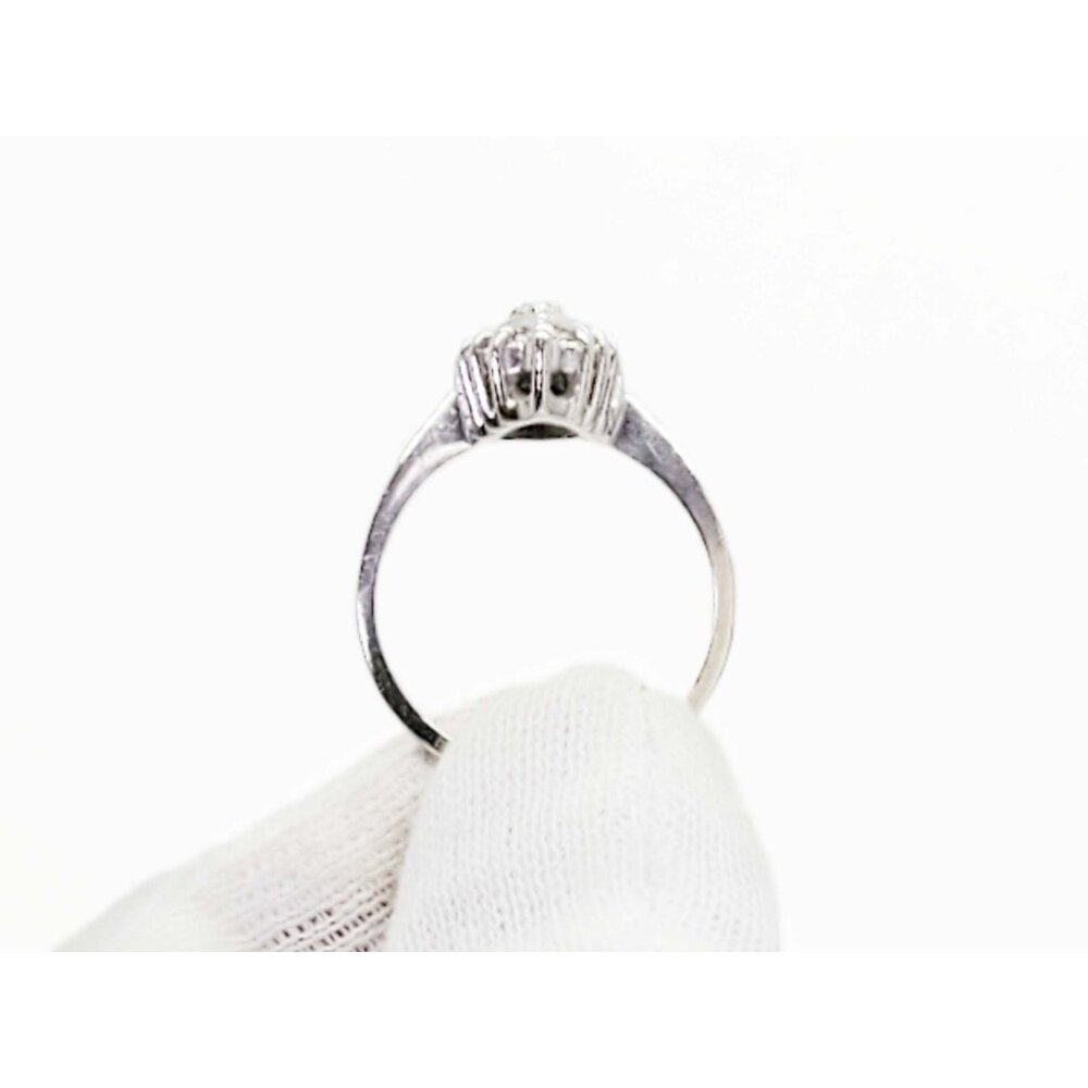 0.38 ctw Diamond Navette Ring 14k White Gold Size 7 - Picture 4 of 6